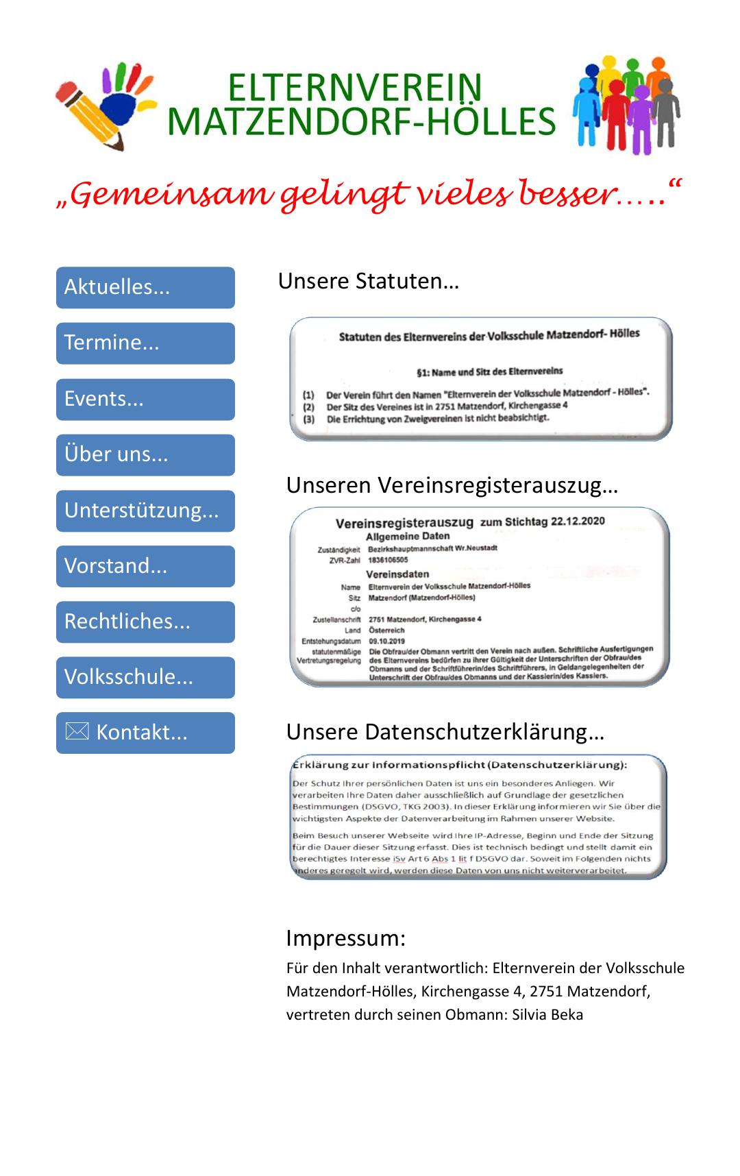 EV Matzendorf-Hoelles - Rechtliches